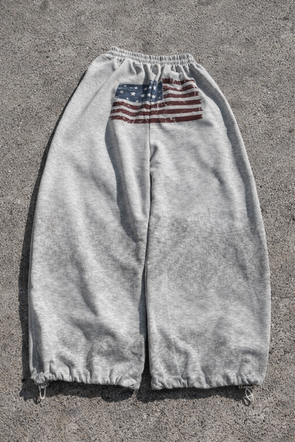 usa flag wide leg print sweatpants